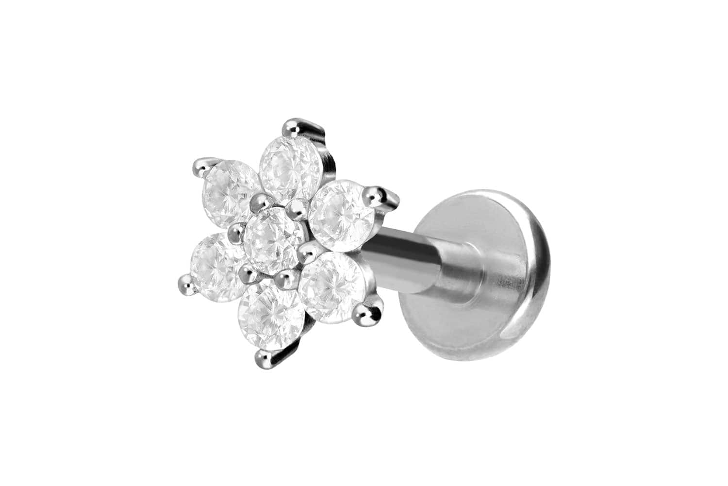 Titan Labret mit Innengewinde KRISTALLBLUME